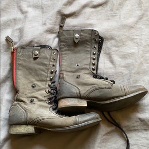 Steve Madden black leather combat boot